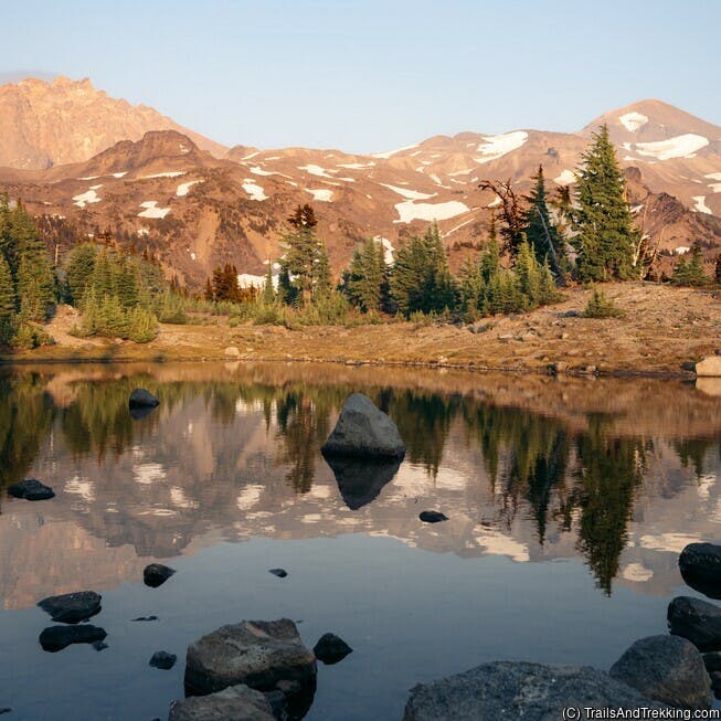 Explore an easy backpacking lollipop loop near Middle Sister and discover a hidden lake.